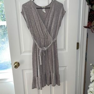 Tan and White Stripe Dress